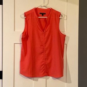 Bright coral Banana Republic silky tank with front detail